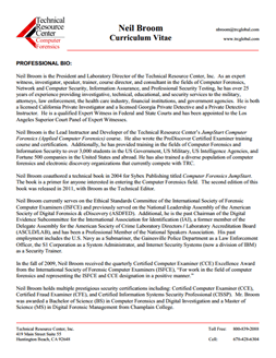 CV for Neil Broom Expert Witness in Computer Forensics Investigations in Texas